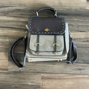 little Bee 🐝 Two-Tone Brown Leather Backpack